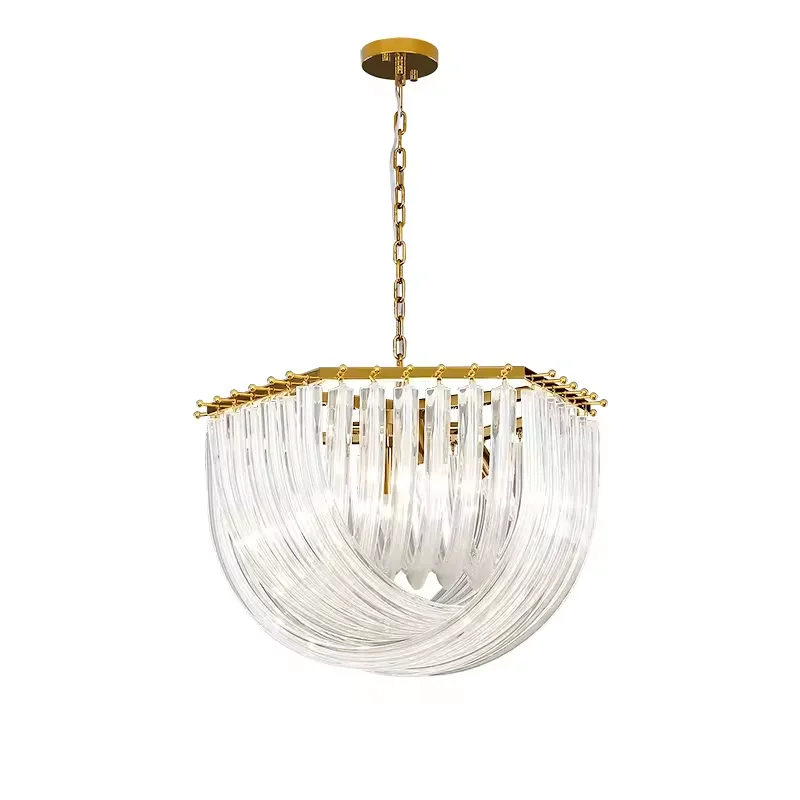 Luxury Nordic Modern Iron Material U Glass Pendant Light Designer Home Decorative Living Room Bedroom Gold Led Chandelier