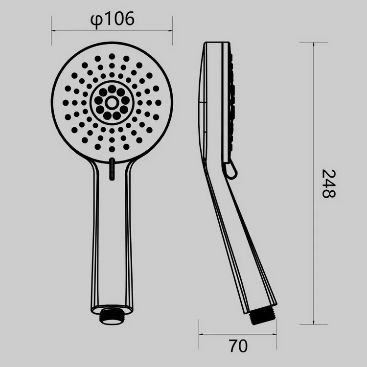 Handheld Shower Head with Hose and Brass Holder Square 3 Function Hand Held Shower Set Chrome Bracket