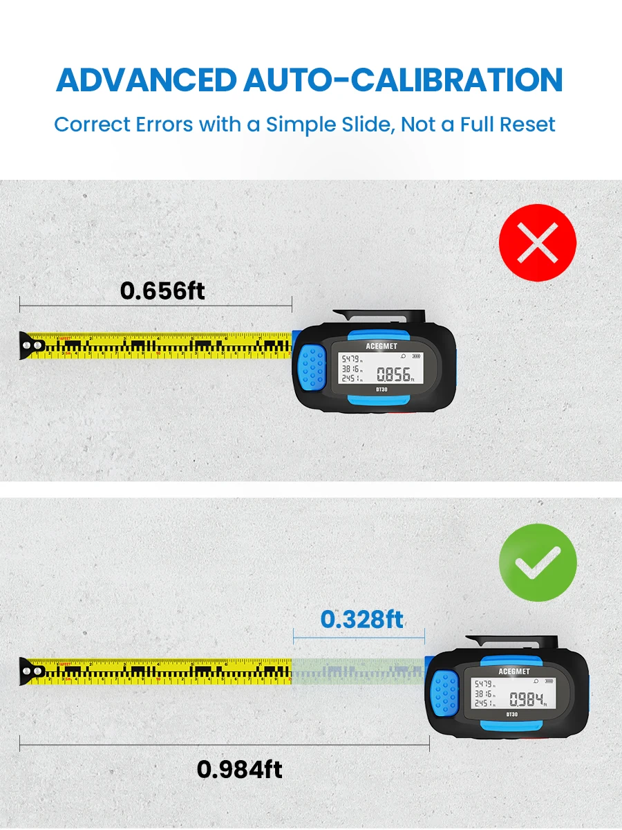Mileseey Dt30 3 In1 Laser Distance Meter 60m Digital Laser Measuring 5m Tape Measure With Measurement Lcd Display