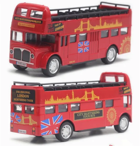 
1/64 Alloy School Bus Diecast double-decker London travel Bus Model Pull Back simulation Cars Toy Vehicle For Kid 