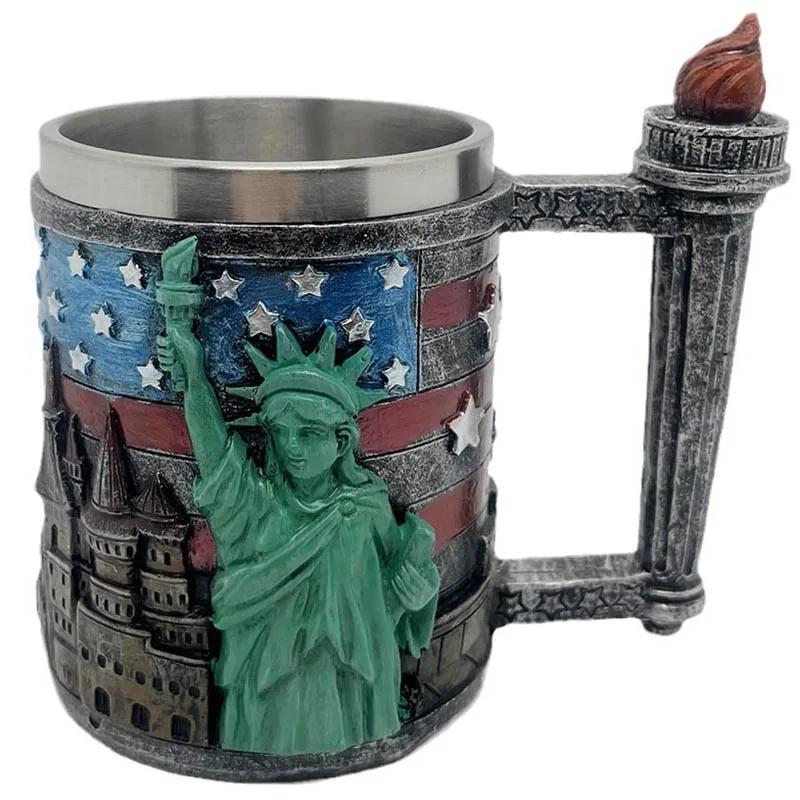 Custom Handmade Bald Eagle Cup Creative Unique Mugs Stainless Steel Beer Coffee Glass Retro 3D Statue Of Liberty Mug