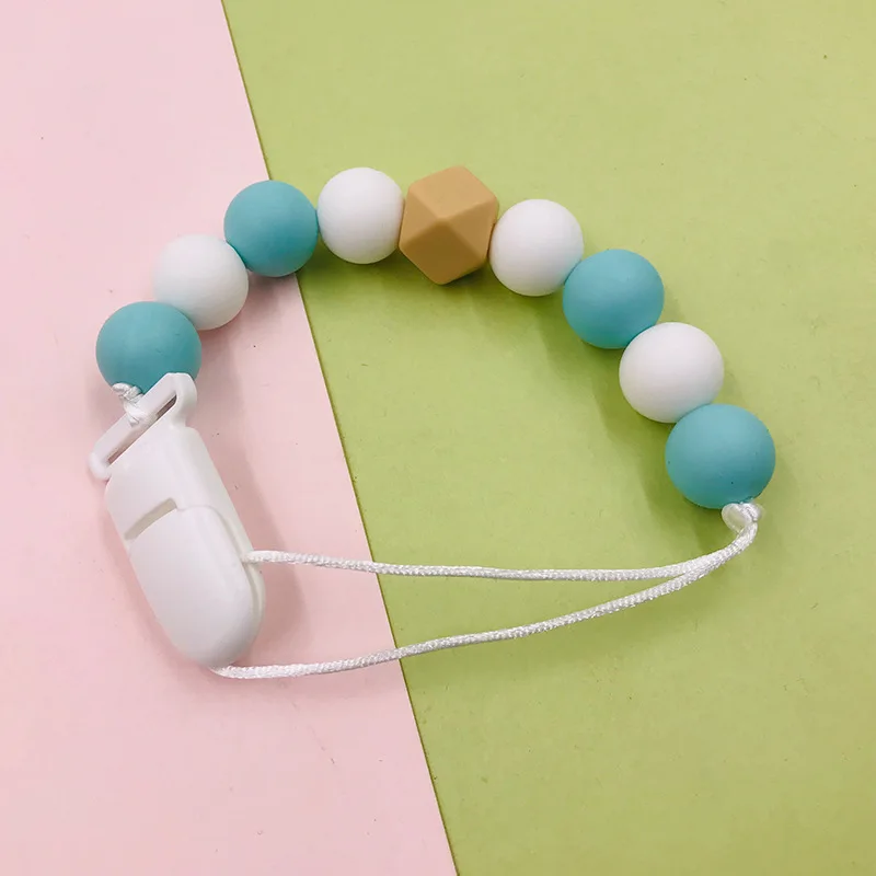 New Products Baby Bead Pacifier Clips, Silicone Bead Baby Pacifier Clip Holder, Silicone Pacifier Chain teething