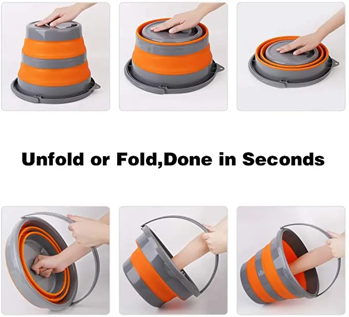 Silicone Bucket for Fishing Folding Bucket Car Wash Outdoor Fishing Supplies Round 10L Bathroom Kitchen Camp Water Bucket