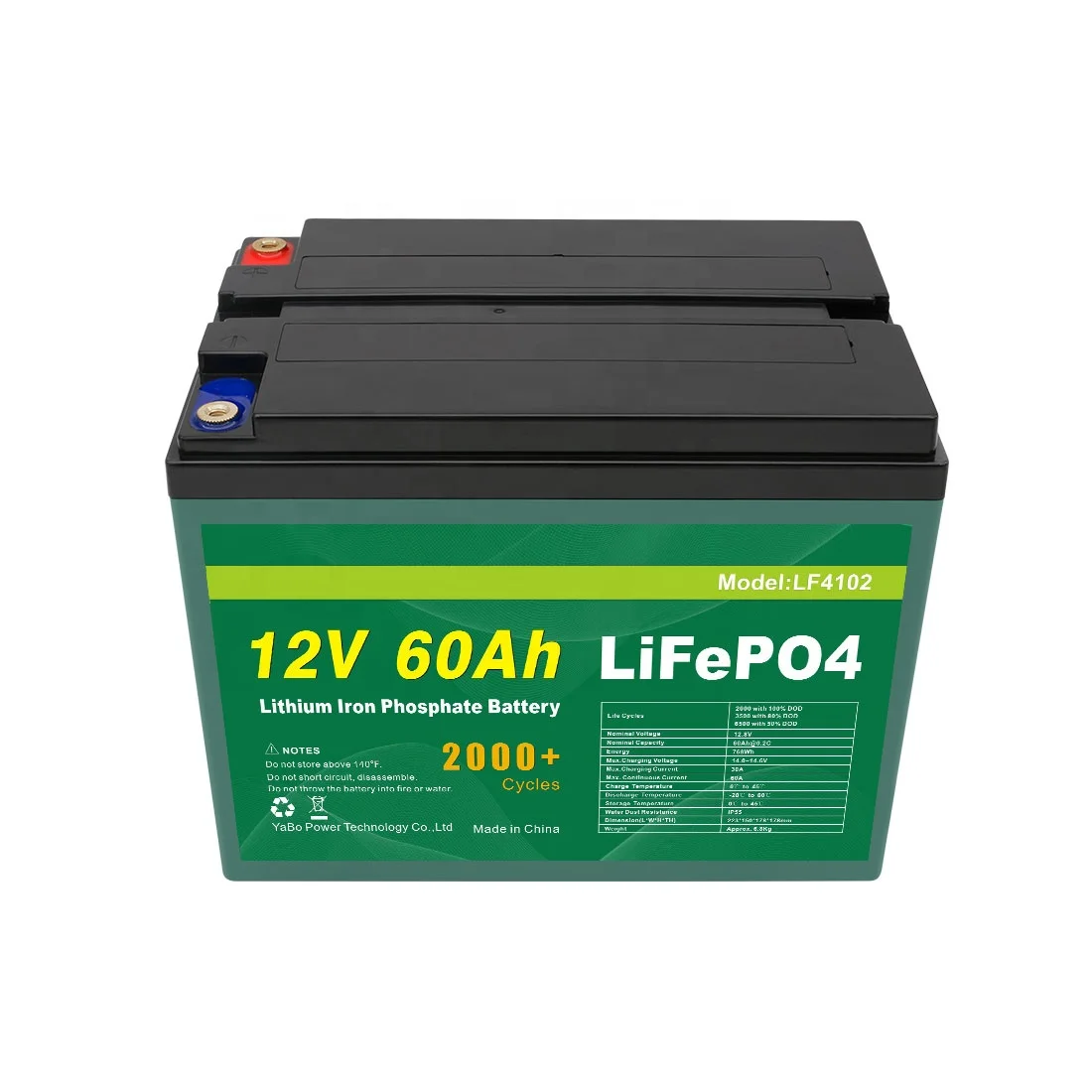 
High Quality Rechargeable 4S10P Deep Cycle Solar Lithium 12V 60Ah LiFePO4 Battery 