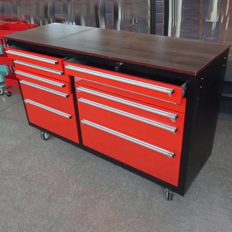 Workshop garage 10 divided drawers metal rolling tool box cabinet with wheel and handle