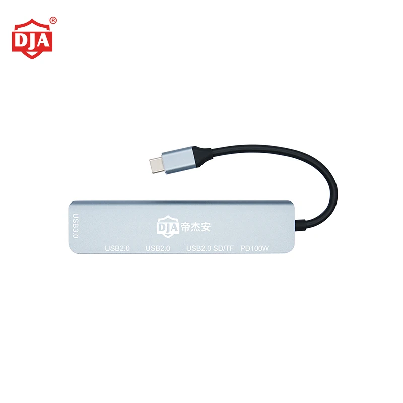 Aluminum Alloy 6 in 1 Type-c Docking Station USB2.0*2 6 Ports phone docking station Hub Adapter for Laptop Tablet PC