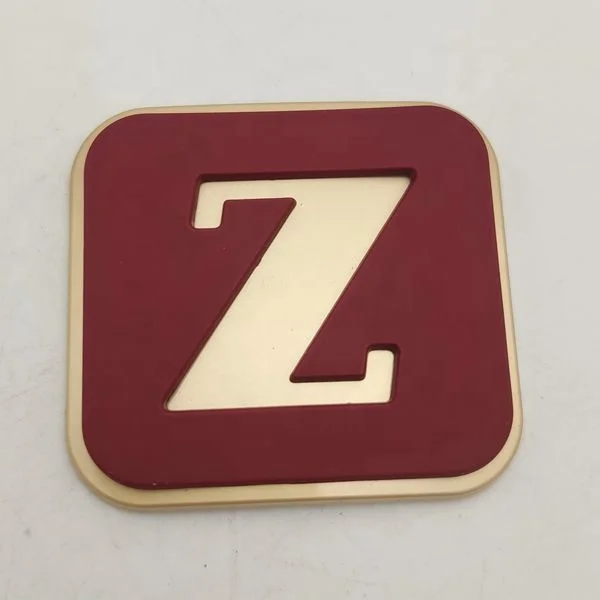 
Quadrangle logo z shoe decoration high quality with dark red spray paint shoe buckle 