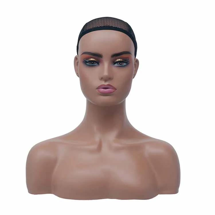 Wig fashion display realistic make up female upper body bust head mannequin