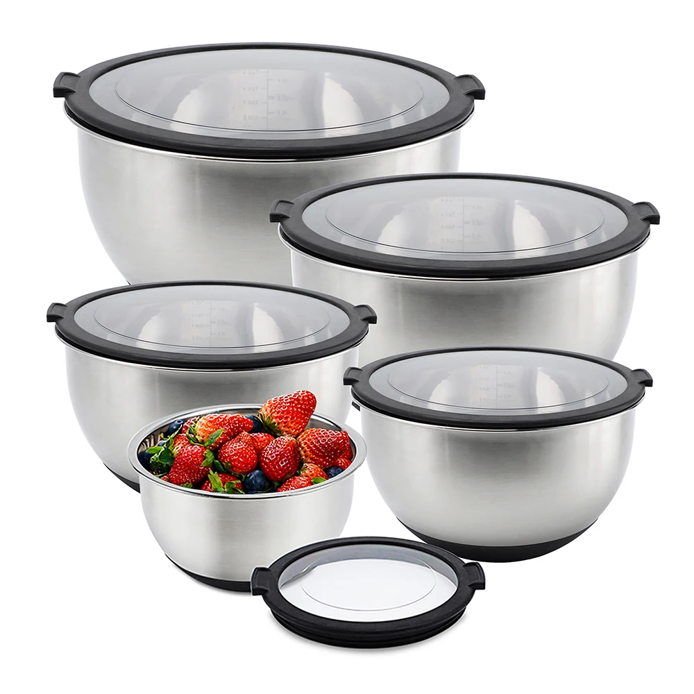 Миска для салата, чаша для салата, 16/20/24 см, 3QT 5QT, металлическая миска из нержавеющей стали с герметичной крышкой