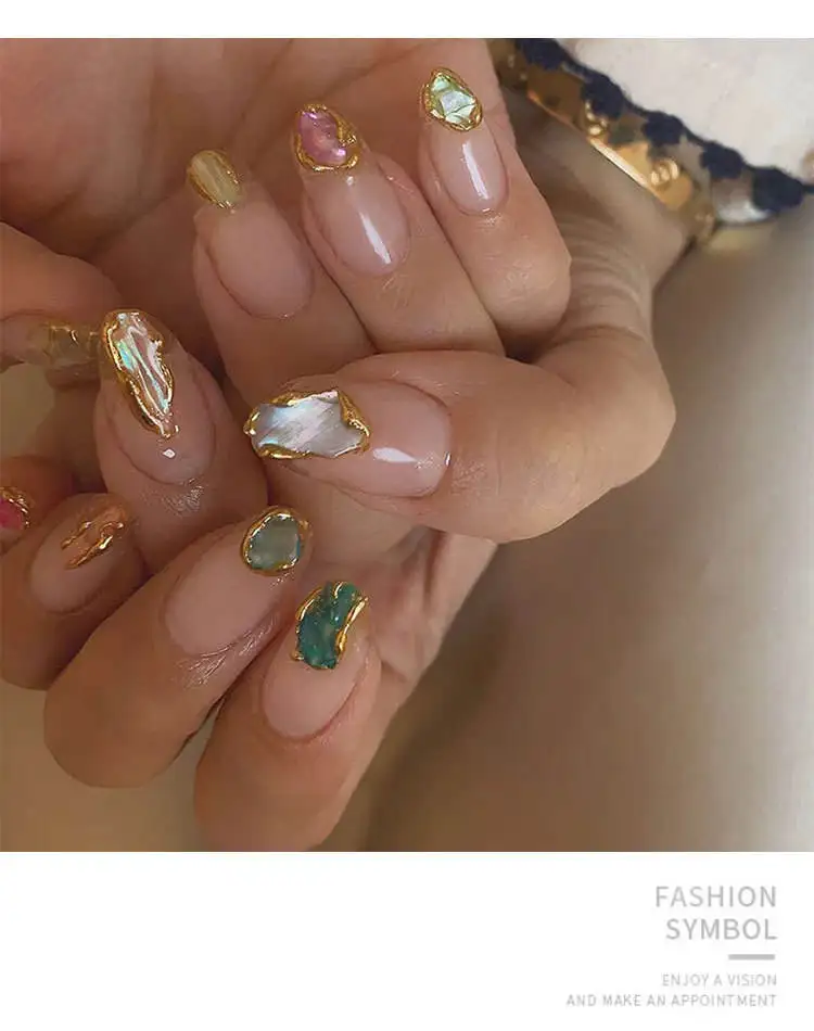 Nail Art Mixed Irregular Natural Seashell Crystals Rhinestones 3D DIY Summer Manicure Decoration Nail Art Charms