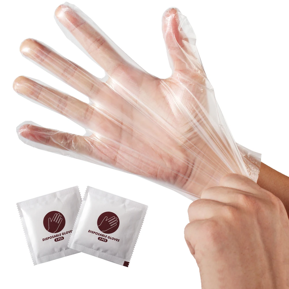 Disposable PE Gloves individually package single pack Gloves Food Grade Hairdressing kitchen  restaurant cheap hot with CE