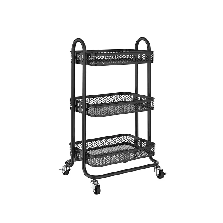 Kitchen and living room multi-functional floor-to-ceiling mobile trolley multi-layer stacking debris trolley