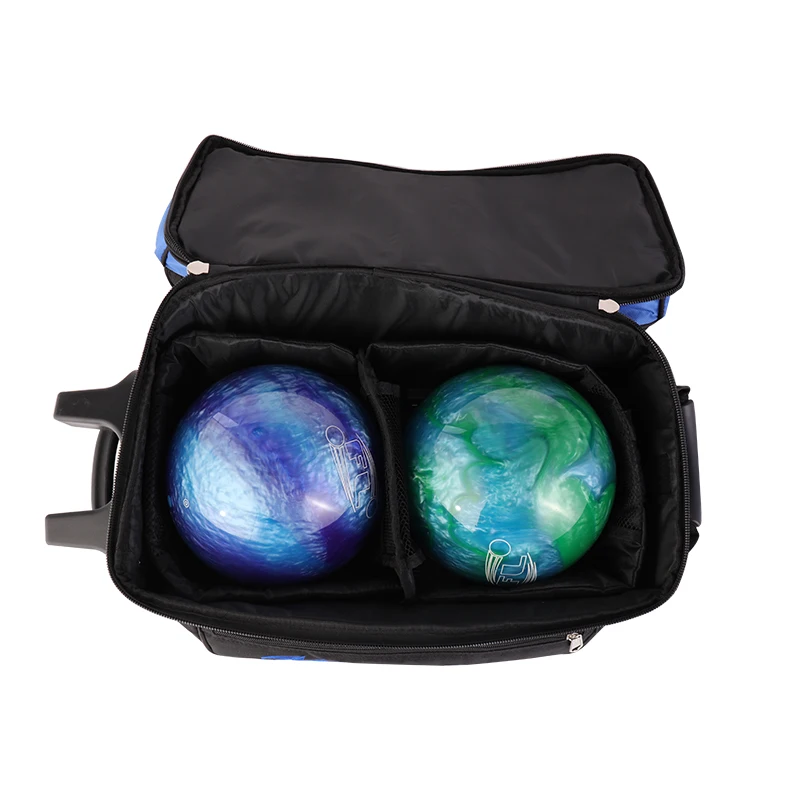 Factory direct Custom bowling bags Sports Functional 2 Ball Trolley Bowling Ball Bag with Wheels