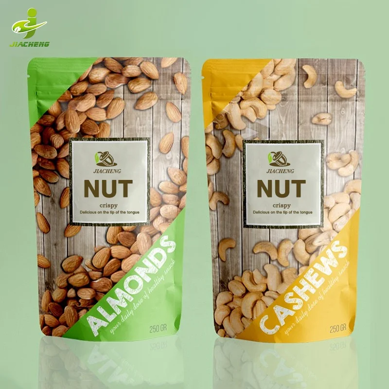Custom sealable plastic aluminum foil zipper package dry food snack cashew nuts stand up pouch ziplock bags for food packaging