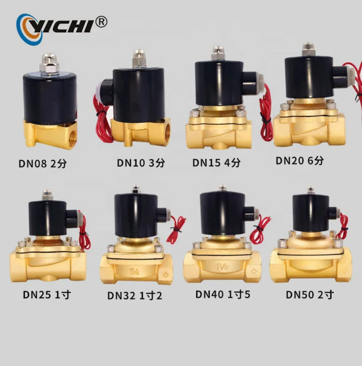 YICHI 2 Way 220V 110V 24V 12V Normal Close direct acting diaphragm brass water solenoid valve