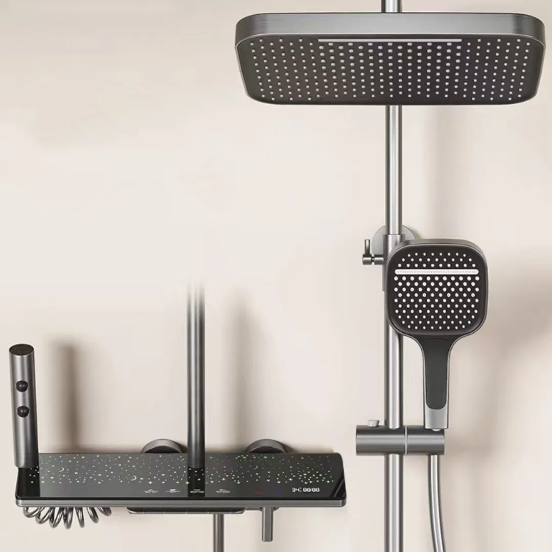 New Bathroom Stars Shower System Mixer Faucet Digital Temperature Display Hot Cold Bathroom Tap Thermostatic Shower Sets