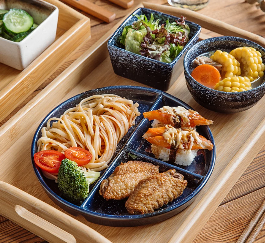 Modern Ceramic Divided Plate 8.5 inch Decorative Ceramic Appetizer 3 -Compartment Serving Platter Tray Dessert Serving Plates