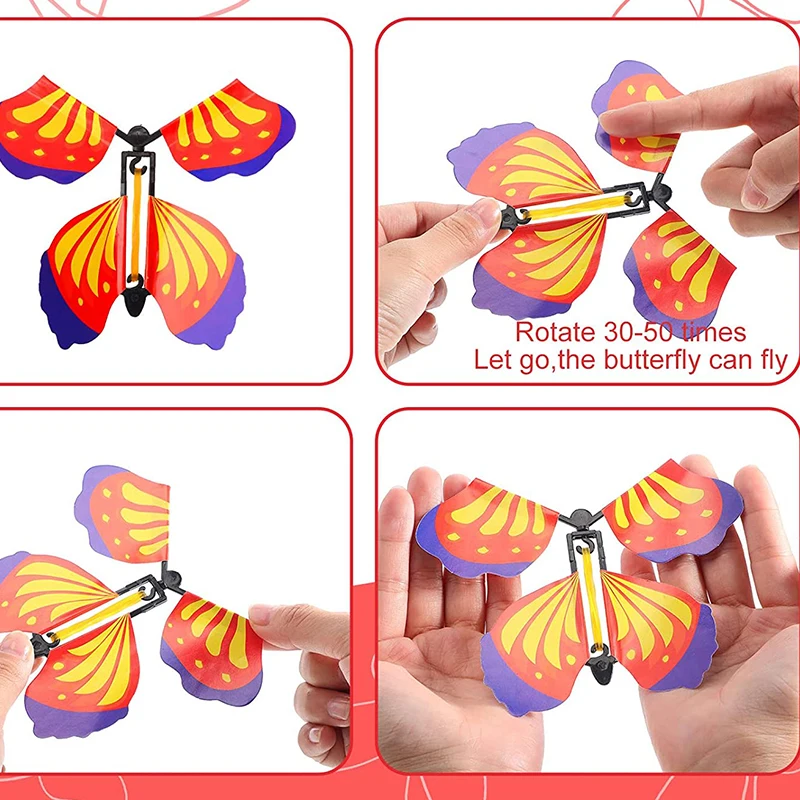 Magic Fairy Flying Butterfly Card Wind Up Butterfly Flyers Butterflies for Party Christmas