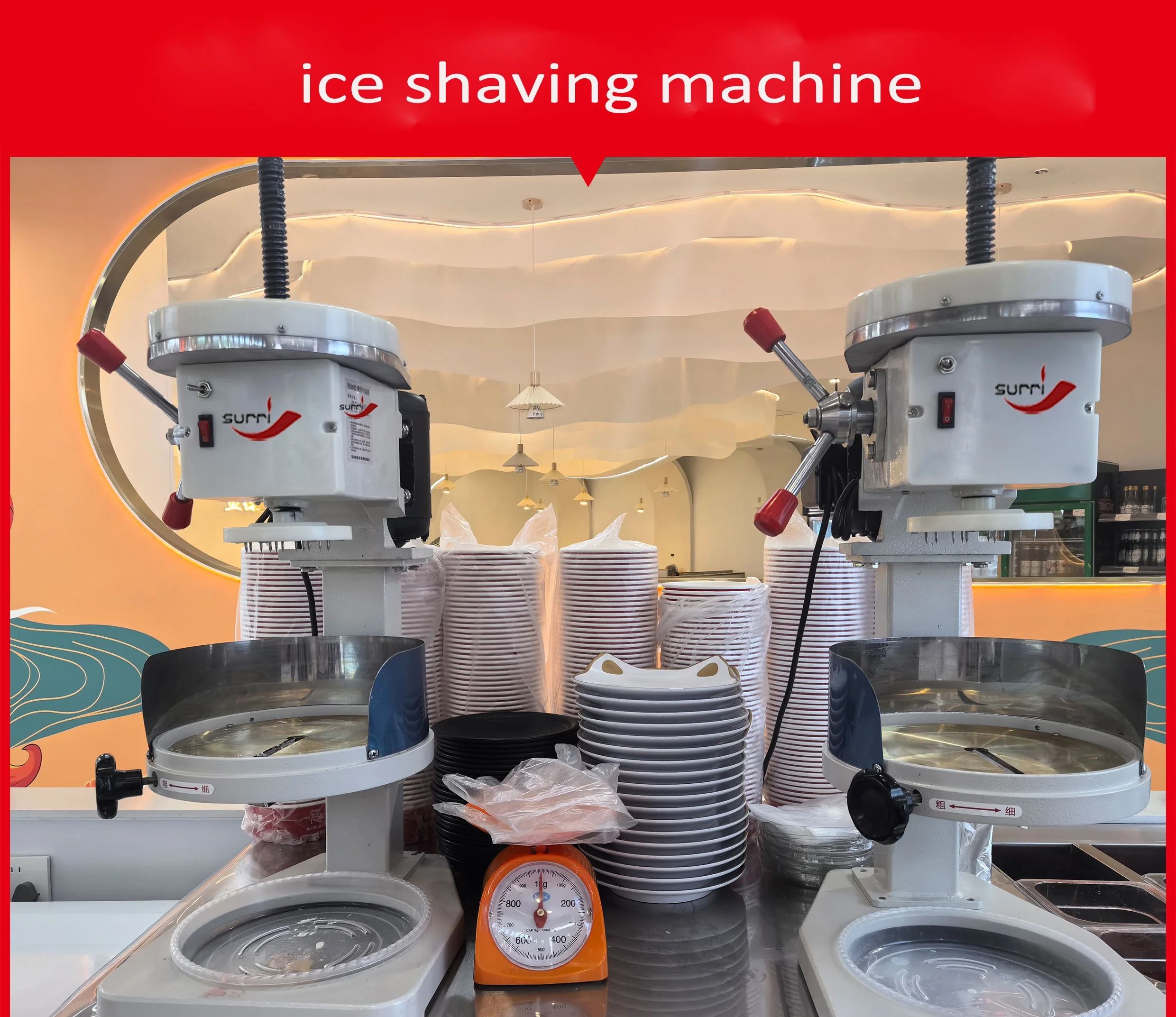 Commercial Dual-use Ice Shaving Machine Wooden Case Stainless Steel Snow Machine Ice Shaver and Snow Cone Machine Semi-automatic