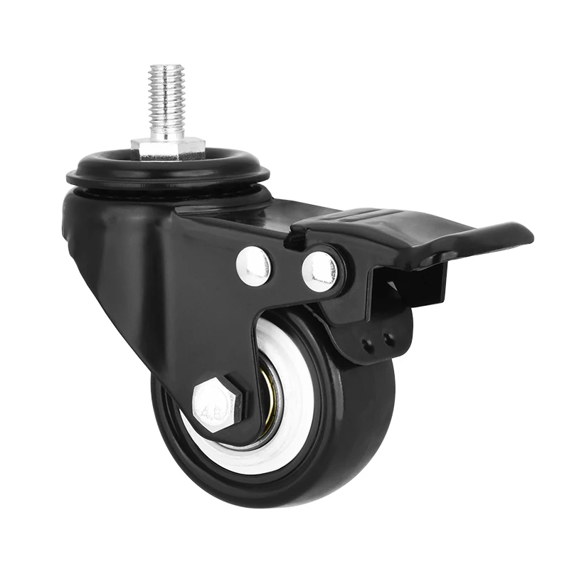 2 Inch PVC Rubber Swivel Casters with Screw Mounts 360 Degree Brake Furniture Caster Wheel for Living Room Furniture Wheels