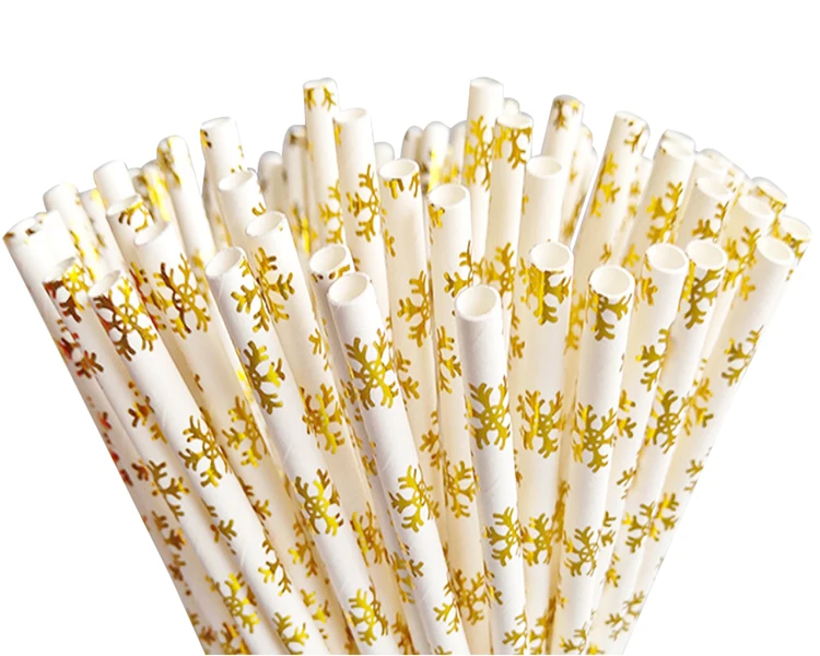 25pcs Gold Paper Straw Hot Selling 2021 Amazon Eco-friendly Biodegradable Disposable Paper Straws