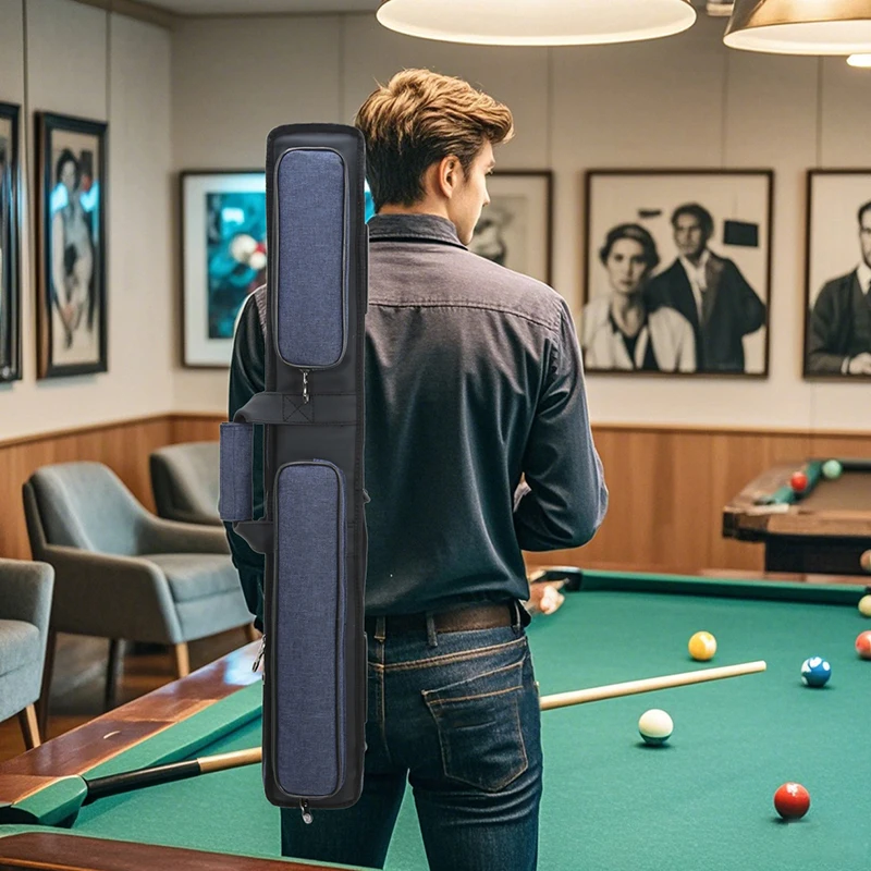Custom Soft Snooker & Billiard Cases Waterproof Double Shoulder Straps Cue Carrying Bag for 2 Butts & 4 Shafts