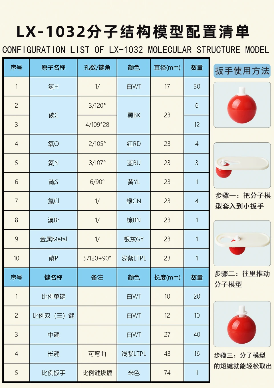  Advantageous price LX1032 junior high school chemistry molecular structure model set