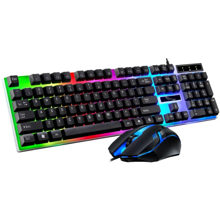 OEM factory custom brand led backlit mouse keyboard combo, rgb game teclado gaming key board mouse combo for computer gamer