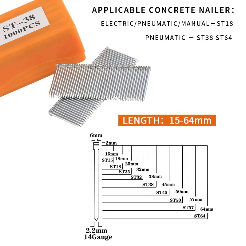 
XINYI 14 GA ST concrete nail common steel nails ST18 ST25 ST32 ST38 ST45 ST50 ST57 ST64 