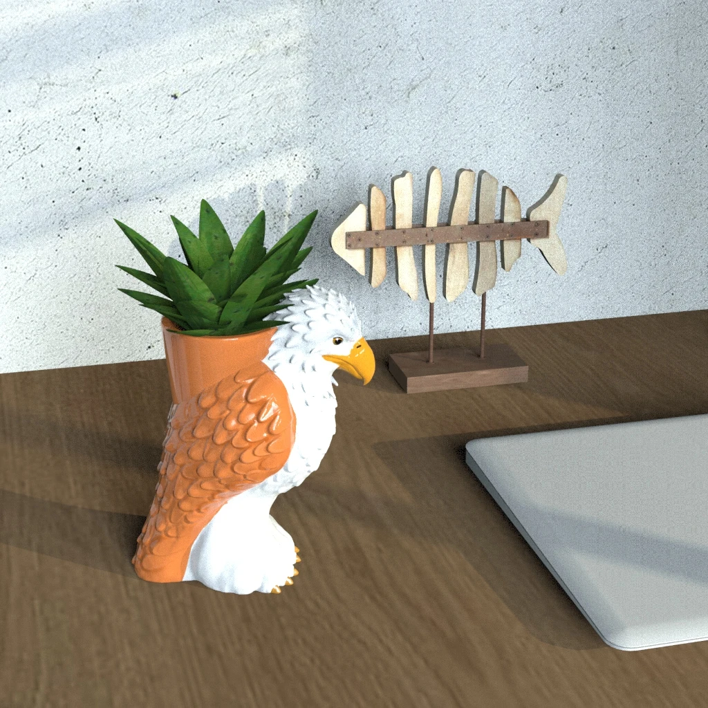 China Factory Supply ceramic flower  planters for home decoration flower pot customized bald eagle animal  figure flower pot