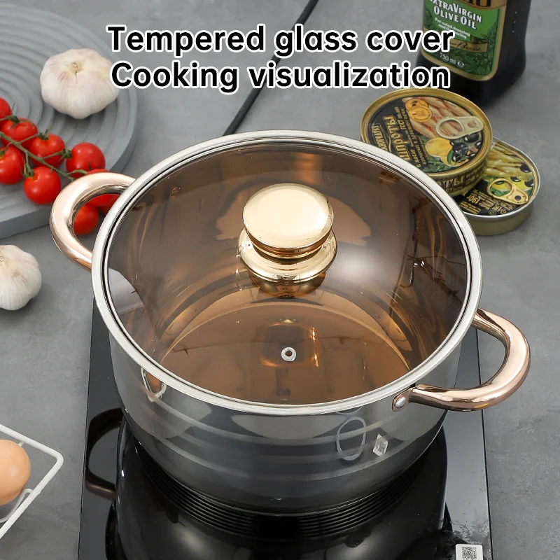 Hot Selling 8Pcs Kitchen Pot Nonstick Euro Style Soup Pot Kitchenware Cooking Pot Sets Stainless Steel Cookware Set