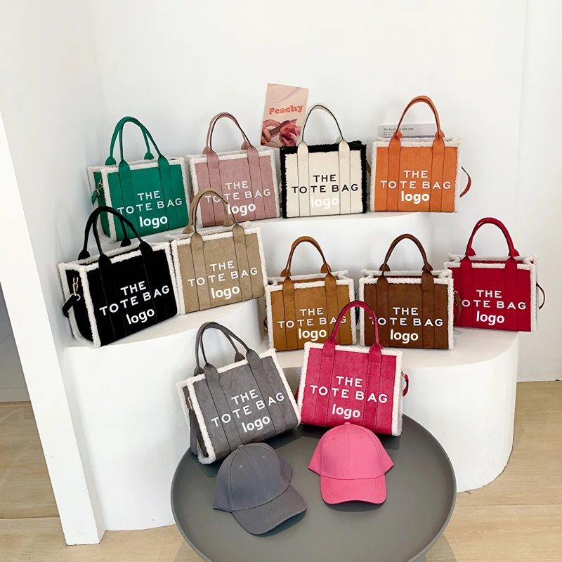 BM9353 Wholesale Famous Brand Womens Velvet Tote Bags Luxury Ladies Hand Bags Designer Bags Women wool leather Tote Handbags
