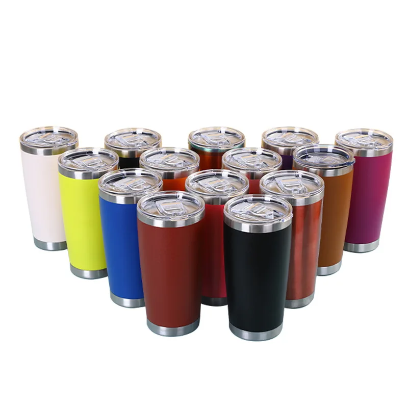 Outdoor 20oz Stainless Steel Car Cup Double Cover Beer Thermos Large Capacity Vacuum Flask & Kettle Simple Design