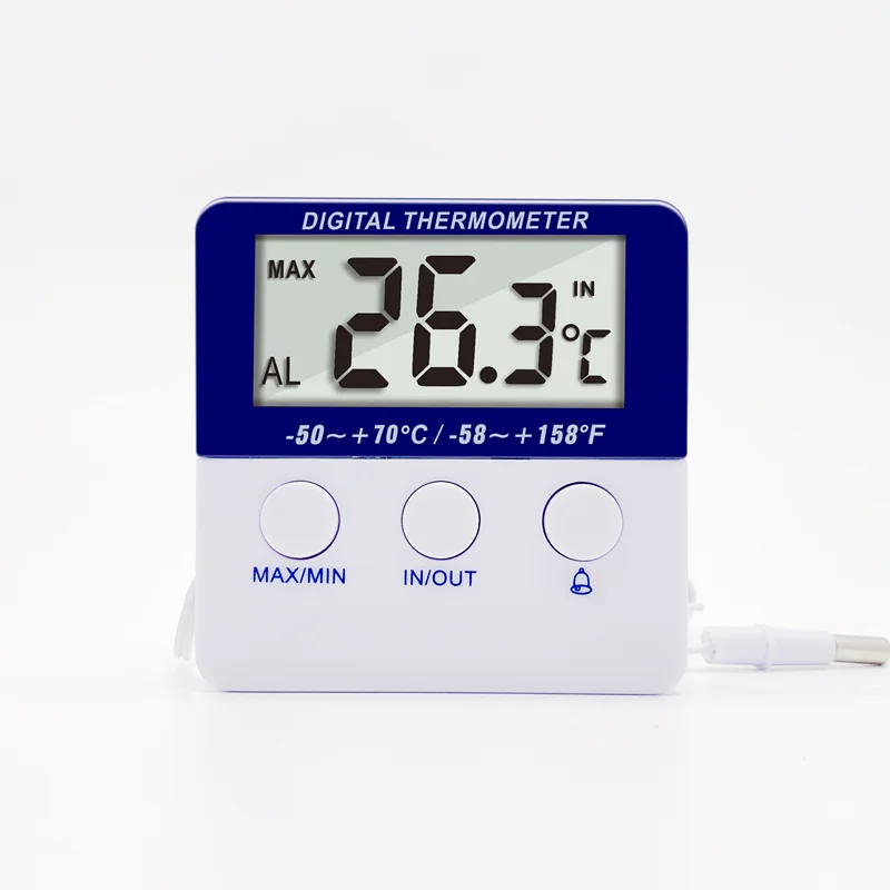 Indoor Outdoor LCD monitors Alarm Magnet Digital Max Min Memory Freezer Fridge Refrigerator Thermometer Temperature Meter