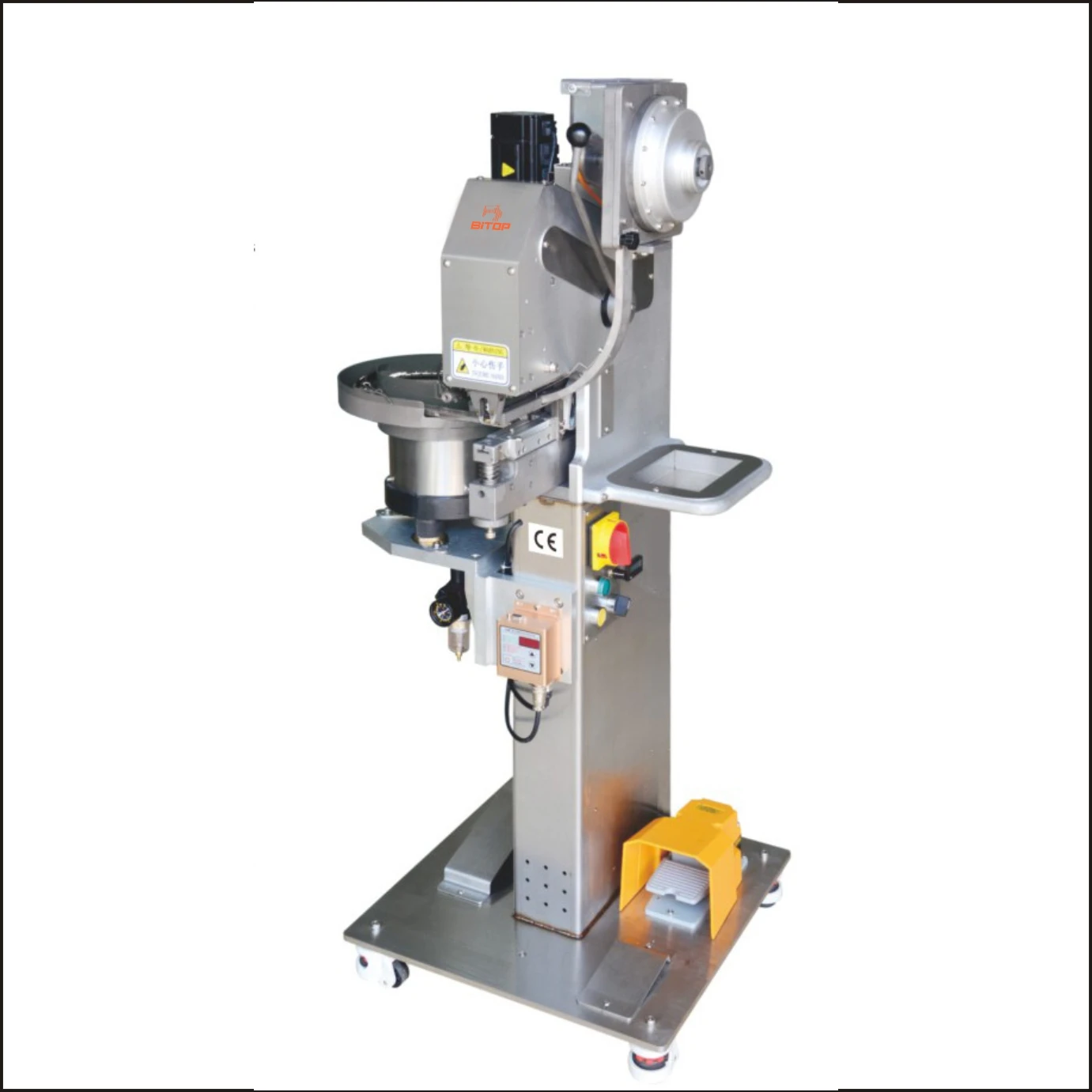 Automatic servo motor pneumatic snap button install attaching machine