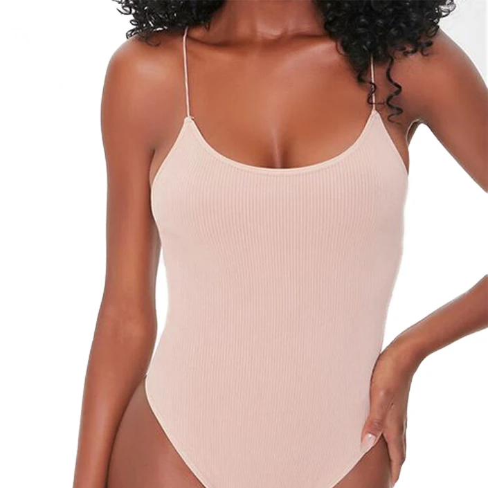 Custom Comfortable Breathable Body suit Skinny Straps Jumpsuit Sexy Seamless Ribbed Bodysuits women