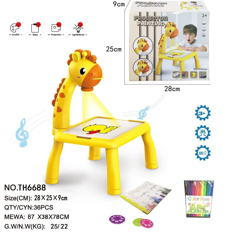 Small Desk Paint Tool Mini Led Projector Art Drawing Board Kids Painting and Learning Projector Table for Children