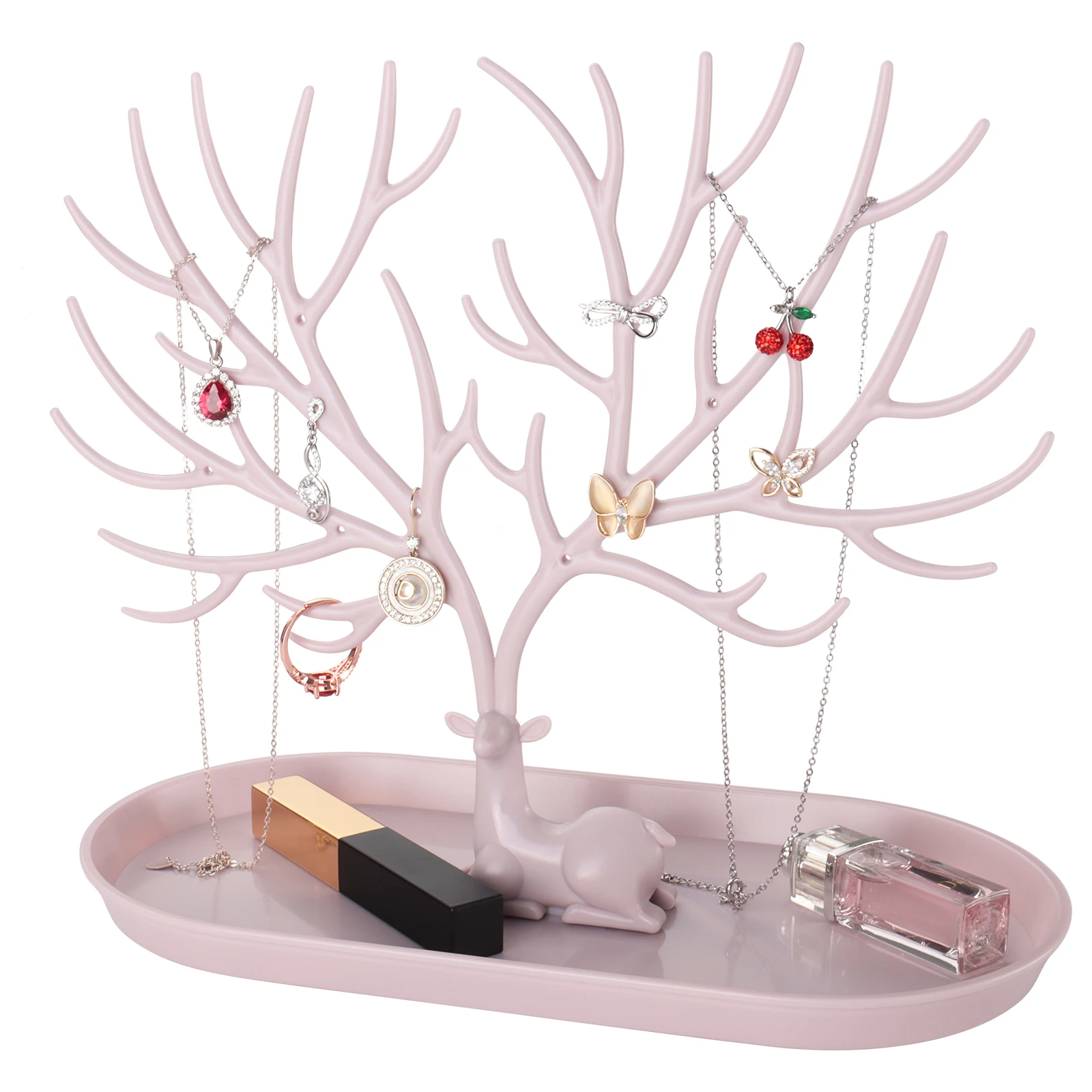 Plastic Tree Display Tower Organizer  for store display  Antler Jewelry Tree Stand with pallet (pink)