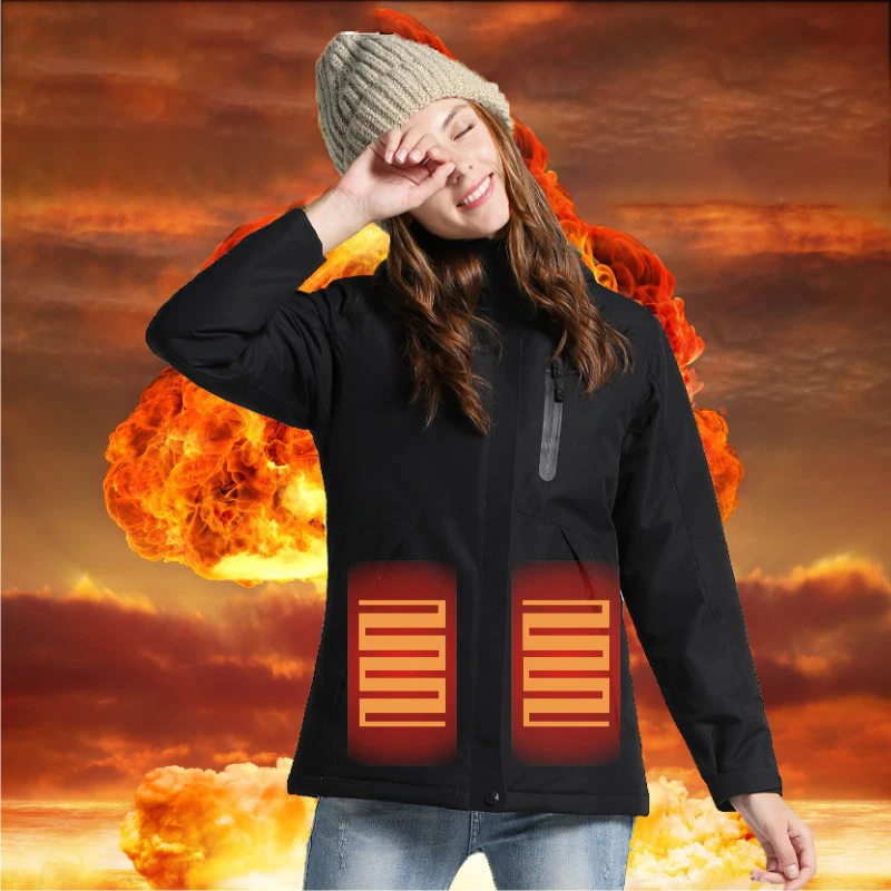 Waterproof Windbreaker Intelligent Heating Coat Outdoor Hiking Skiing Women USB Powered Heated Jackets TH22001