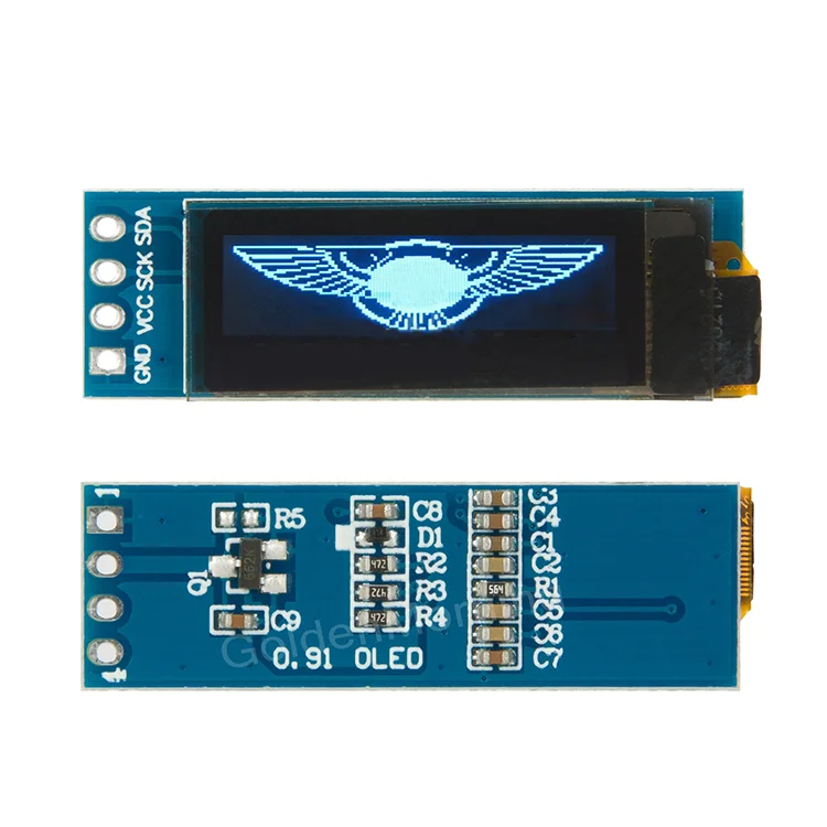 Stock 128x32 resolution IIC SSD1306 White 4P 0.91 inch oled display module