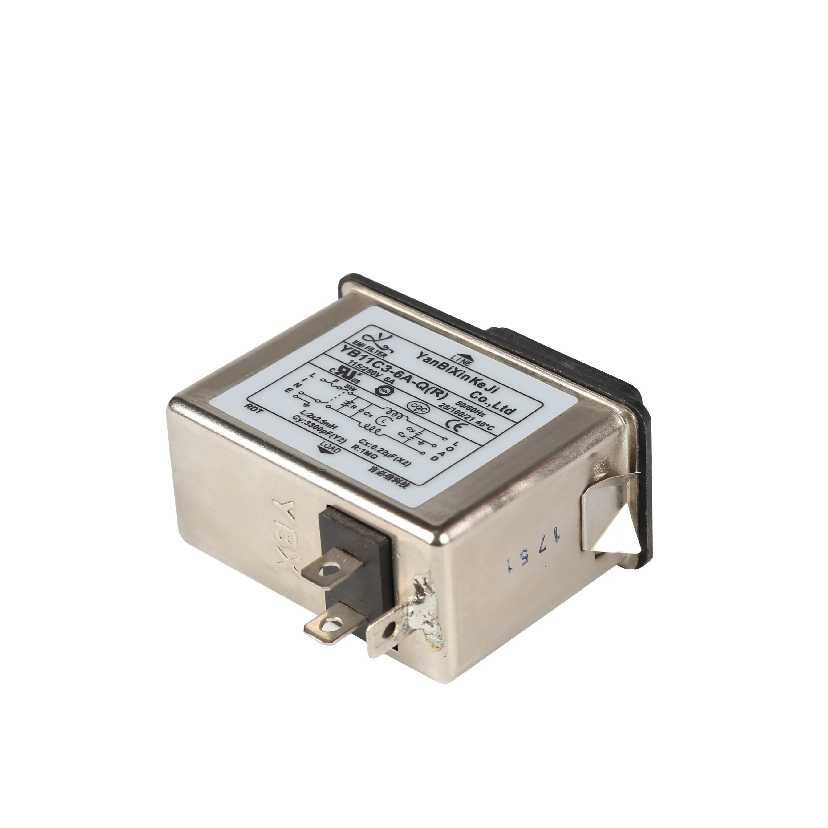 Yanbixin manufacturer YB11C3-6A-Q IEC inlet filter screw AC low pass noise filter with fuse and switch EMI filters