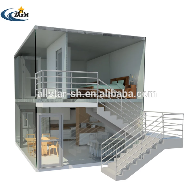 Prefab Flat Pack Homes , Two Story Container Container Houses Allstar Steel Homes Door Modern Made in China Hotel 50-150mm CE,BV