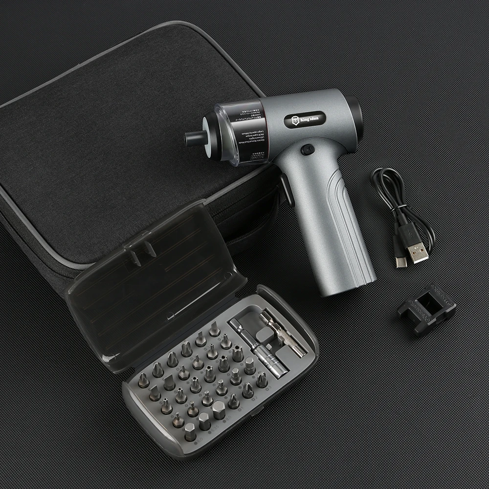 Portable Electric Screwdriver Tool Set with 30 S2 Steel Bits 2500mAh Lithiumbattery Rechargeable Electric Screwdriver