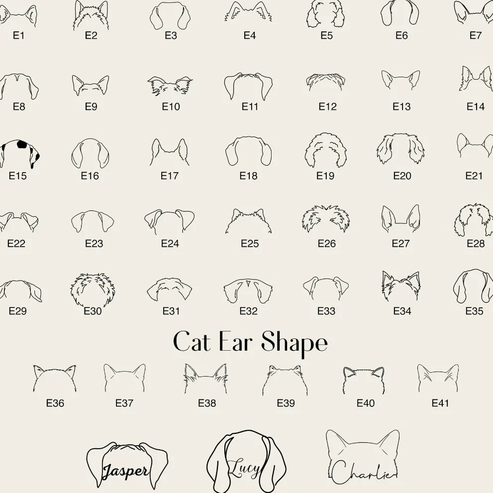 Customized Stainless Steel Name Engraved Cat and Dog Ear Pendant Necklace