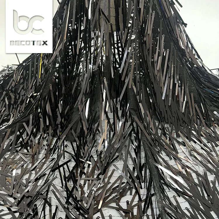 2024 New arrival high quality heavy sequin embroidery fabric fashion tulle dress sequin fabric