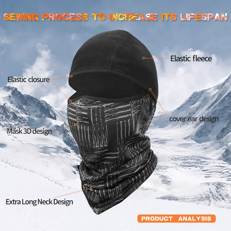 Warm Winter custom Balaclava Ski Mask Fleece Windproof Skimask Full Face Mask Hat Hoodie Sports Cap for Skiing Riding Motorcycle