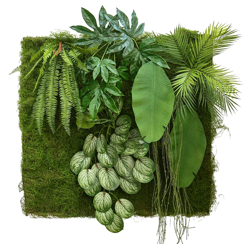 Wholesales Decor Plastic Fake Green Plant Panels Garden Vertical Restaurant Wall Backdrop Artificial Grass Wall