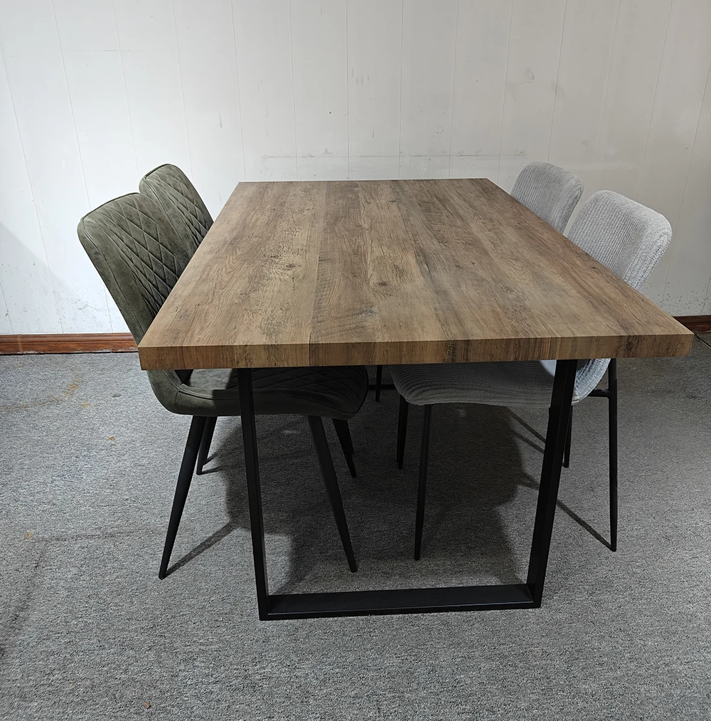 Modern Restaurant Kitchen Furniture Dining Room MDF Rectangular Leisure Tables with Metal Legs