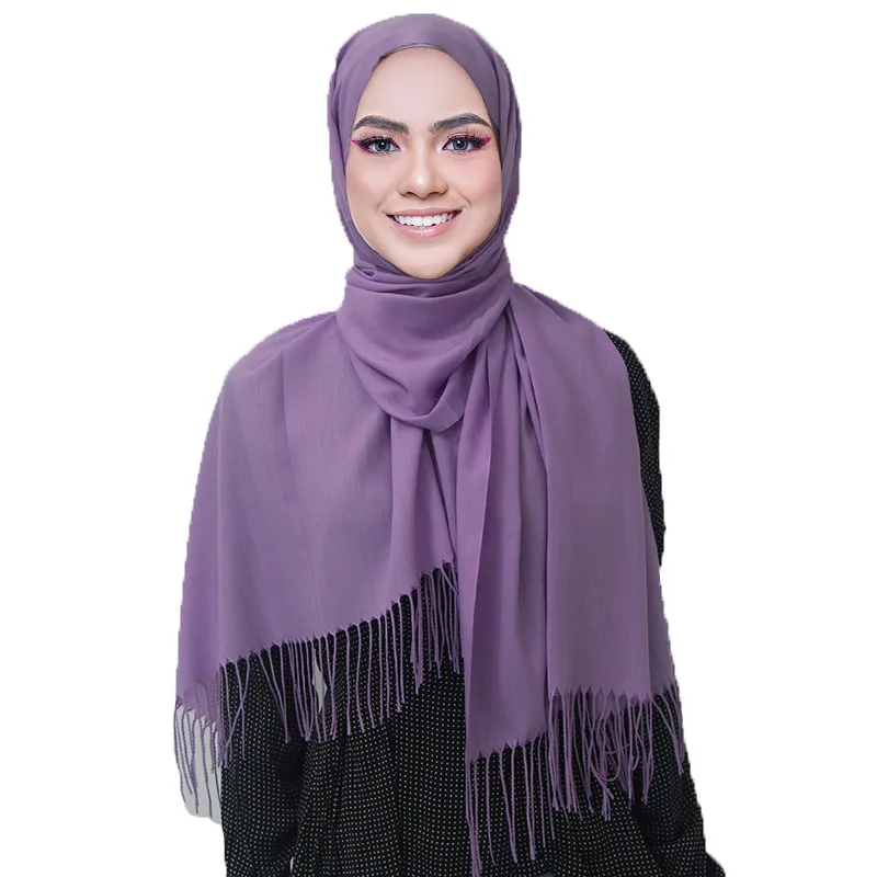 tassels pashmina plain long scarf solid color cashmere muslim shawls hijab winter women scarves scarf HW352