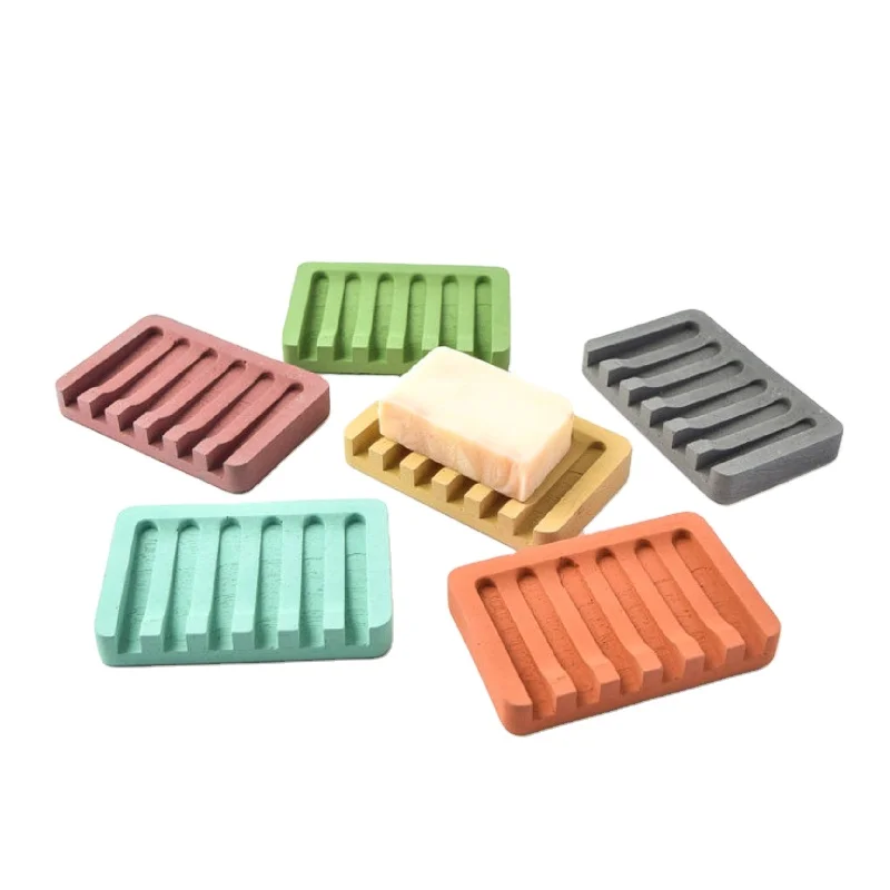 Minimalist Modern Shower Concrete Soap Dish Tray Draining Soap Holder Bathroom Accessories